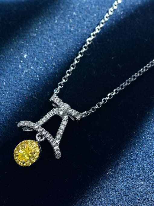 Yellow [P 2147] 925 Sterling Silver High Carbon Diamond Yellow Water Drop Luxury Necklace